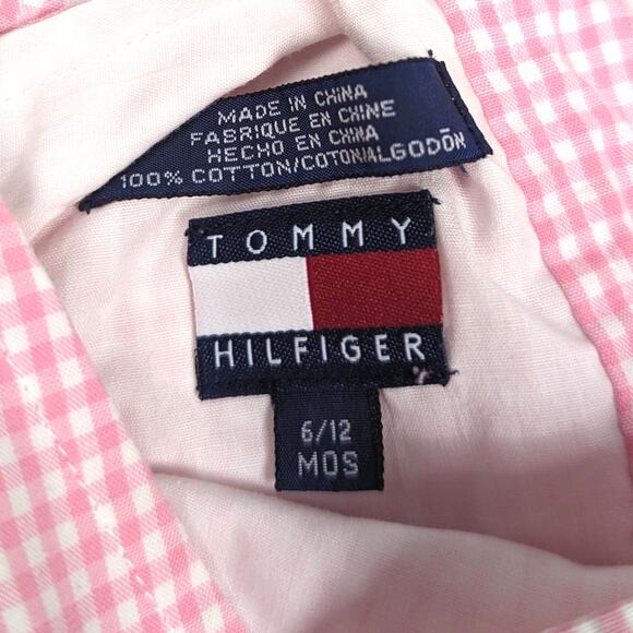 Vtg Tommy Hilfiger Dress Baby Girls Sz 6-9m Colorblock Plaid Pinafore Preppy - Picture 6 of 7